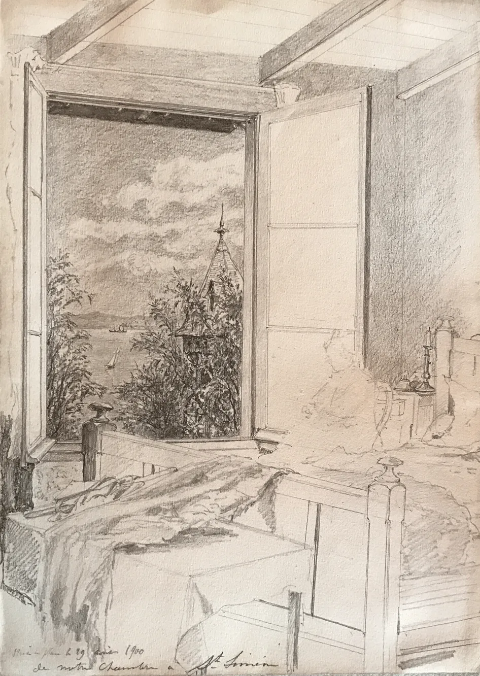 dessin Léon Berville de la chambre 19 à la Ferme Saint Siméon